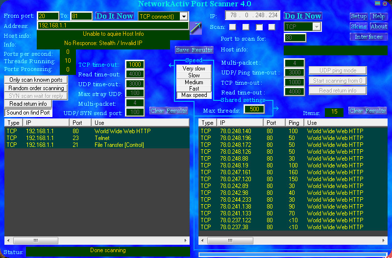 NetworkActiv Port Scanner 4.0 00310