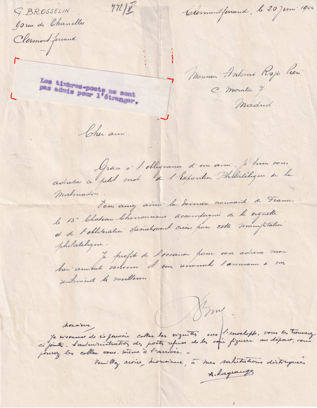 Lettre recommandée de l'Expo Philatélique au Château de Malmaison avec censure de Nancy et retour a l'envoyeur. Img_0012