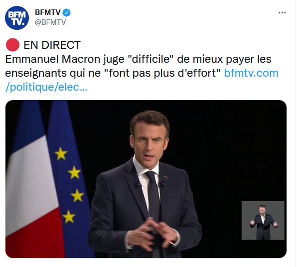 [Public Sénat ] Emmanuel Macron souhaite un pacte nouveau pour les enseignants Bfm11