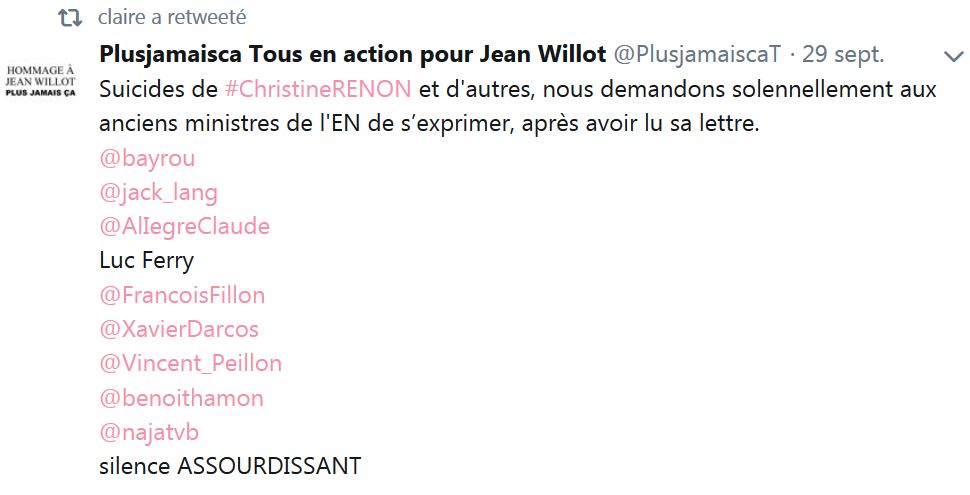 Suicide de Christine Renon directrice d'école : des parents d'élèves interpellent le ministre sur les conditions de travail des directeurs. - Page 3 Jwillo10