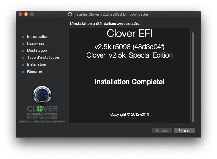 Échec Installation de Clover avec MacOS Mojave HD Captu899