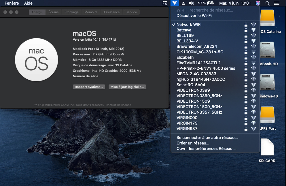 macOS Catalina 10.15 Developper Beta Captur30