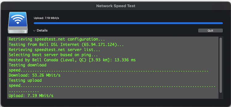 Network Speed Test Scree270