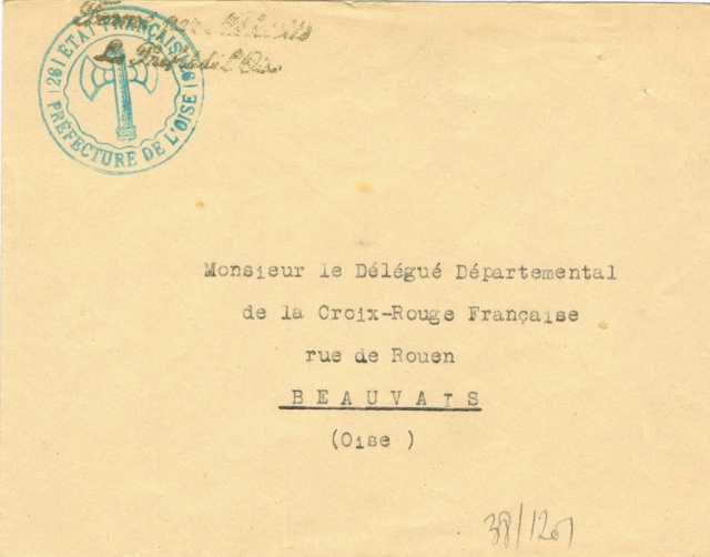 Cachet administratif " ETAT FRANCAIS /22/ PREFECTURE DE CHARENTE INFERIEURE" (1942) Ccf03013