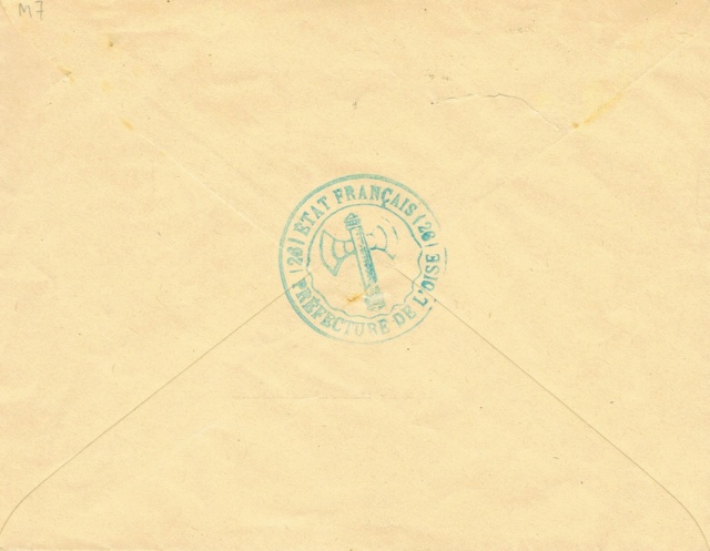 Cachet administratif " ETAT FRANCAIS /22/ PREFECTURE DE CHARENTE INFERIEURE" (1942) Ccf03014