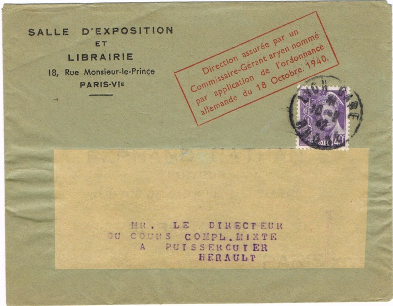 Edition Nathan : « Direction assurée par un Commissaire-Gérant aryen nommé par application de l'ordonnance allemande du 18 octobre 1940 » Ccf10116