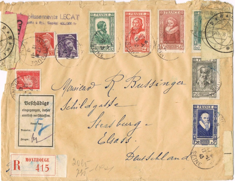 Tarif lettre international pendant la Deuxième Guerre mondiale Ccf26011