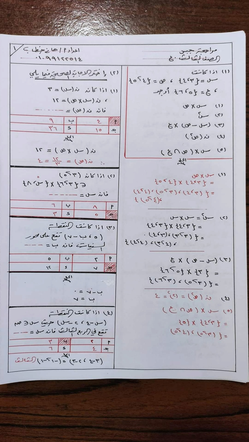 مراجعة جبر ثالثة اعدادي الترم الأول PDF بالاجابات أ. هاني خطاب 11492