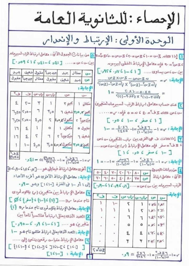 تظلمات الثانوية العامة - مراجعة الاحصاء للثانوية العامة طرق جديده وحصريه للحل بالحاسبة 11786