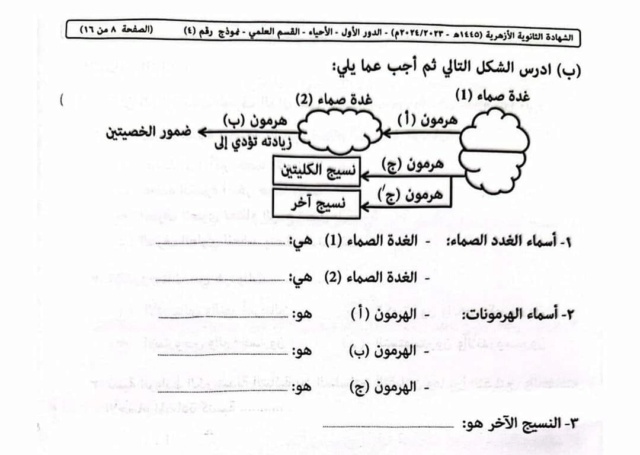 امتحان - أغيثوا طلبه الثانوية الأزهرية من أخطاء امتحان الاحياء 11900