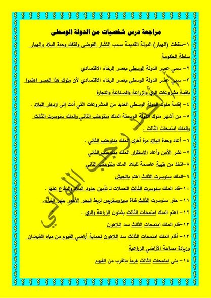مراجعة تاريخ للصف الرابع الابتدائى الترم الثانى  أ/ أحمد رجب اللواتى
