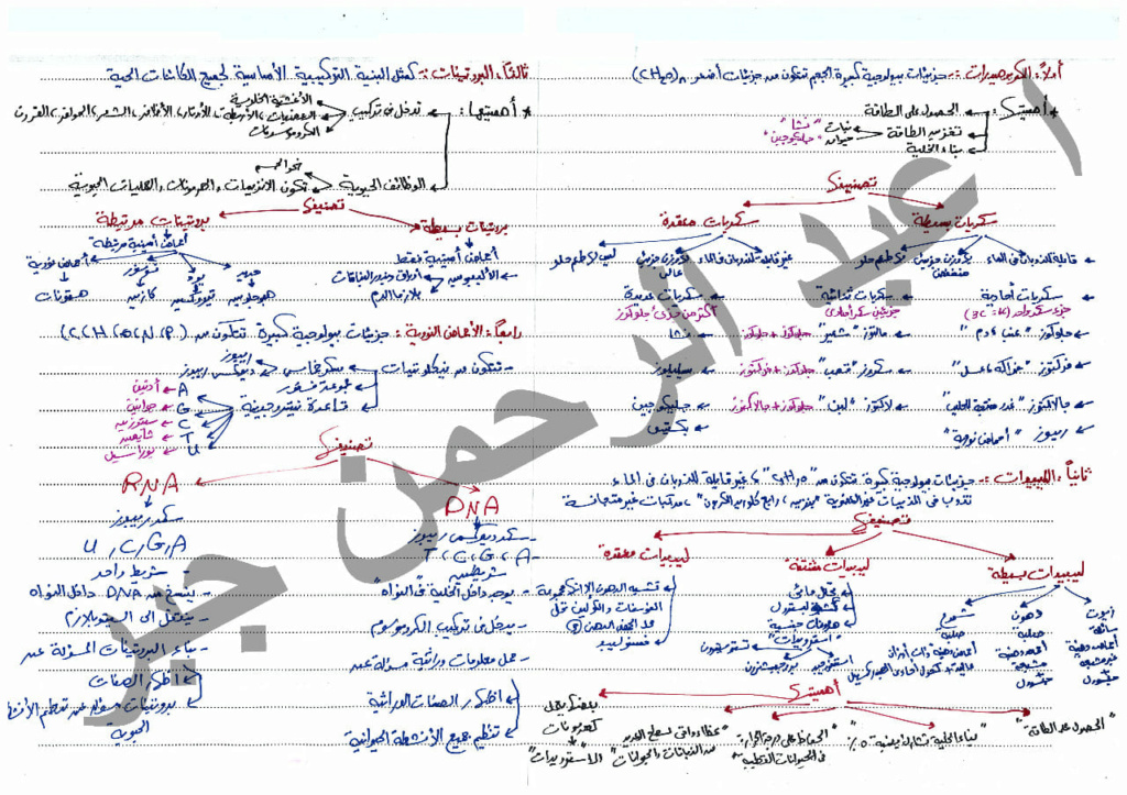 ملخص احياء للصف الاول الثانوي  مستر عبد الرحمن جبر  1654