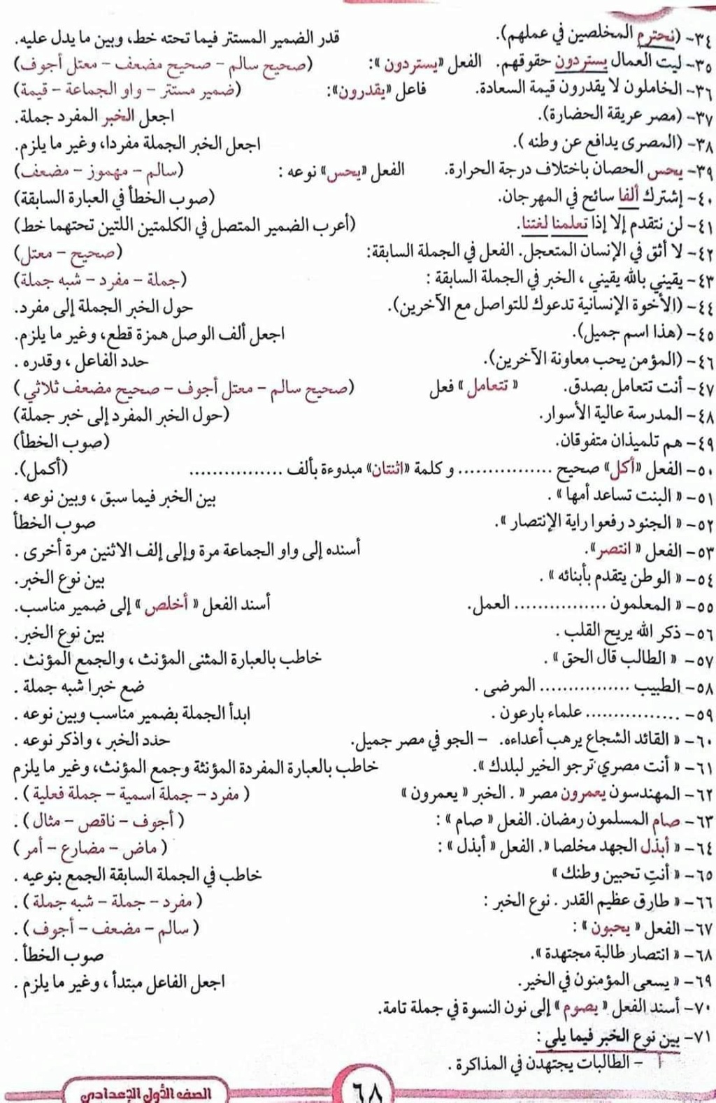 150 سؤال فى النحو للصف الاول الاعدادى ترم اول 2850