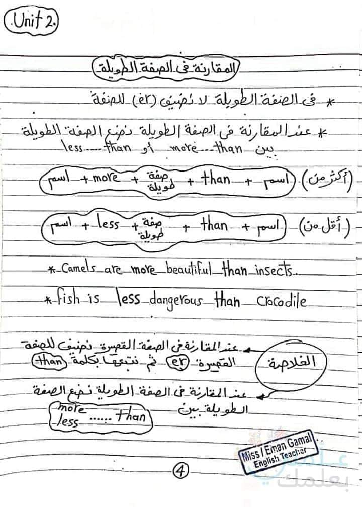 خلاصة جرامر رابعة إبتدائي ترم اول 2024 5232