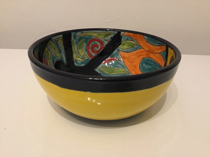 Colourful abstract earthenware slip bowl, G c ? 5c531210