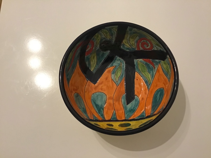 Colourful abstract earthenware slip bowl, G c ? 6d870f10