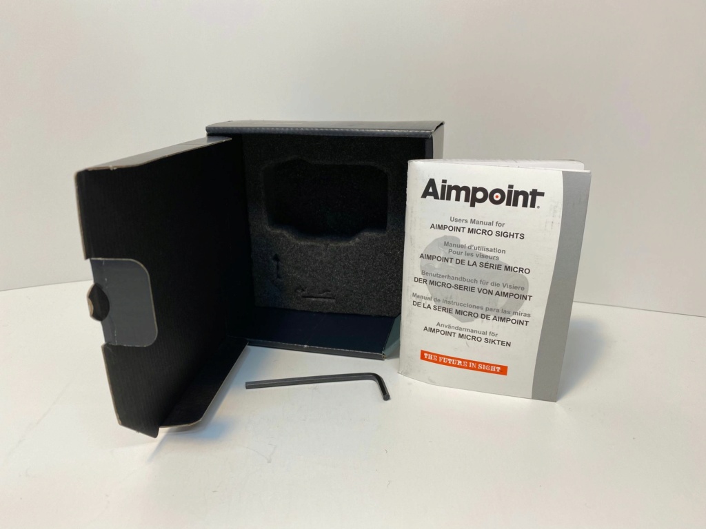 SOLD WTS: Aimpoint Micro R-1 Red Dot. 4MOA. Custom shades included. $375.00 plus $9.95 shipping.  2020-122