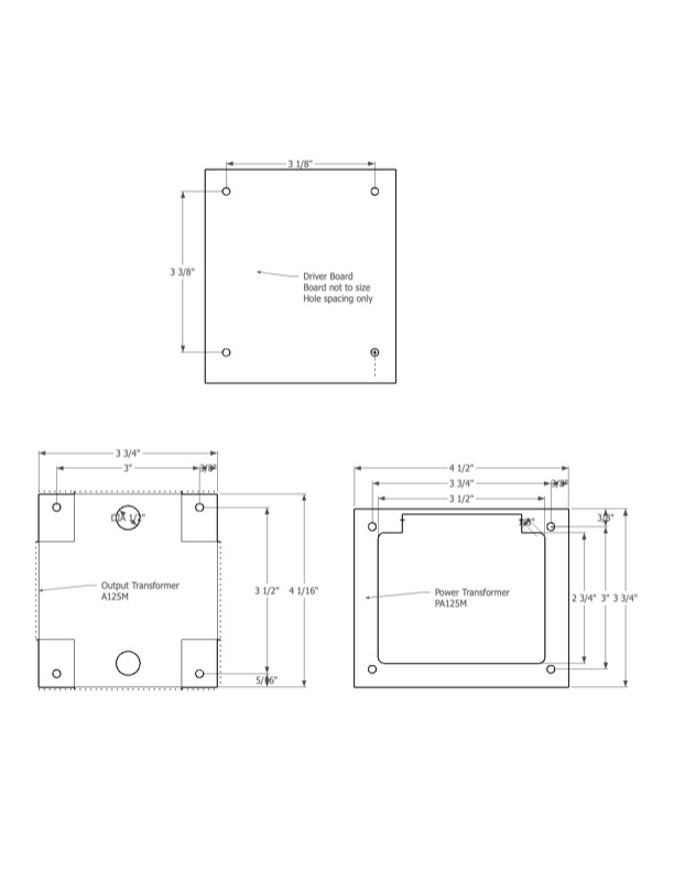 M125 transformer and board cutout dimensions Dimens11