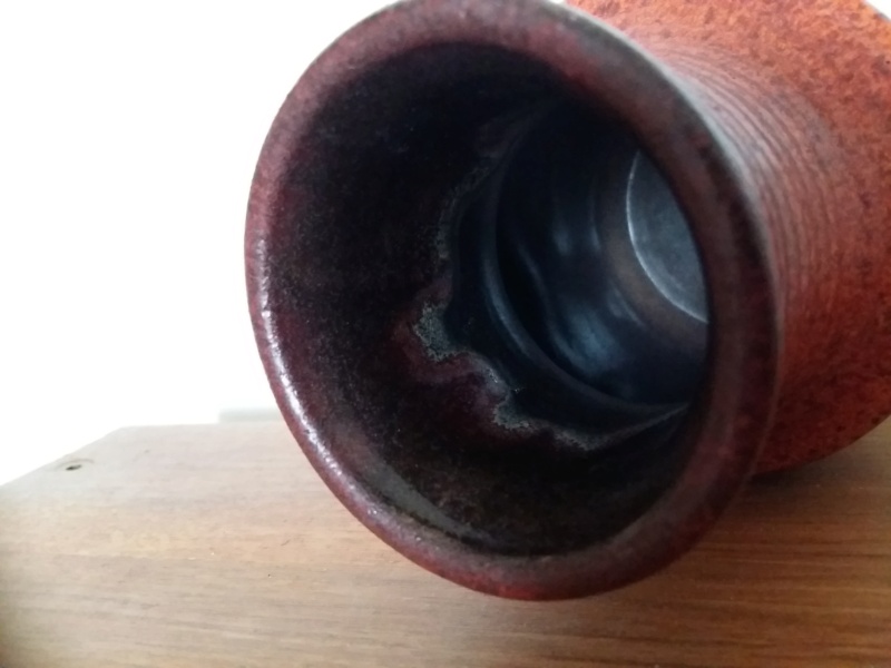 Scheurich? 16 cm Lava vase in dark red and orange, marked 4/16 20201129