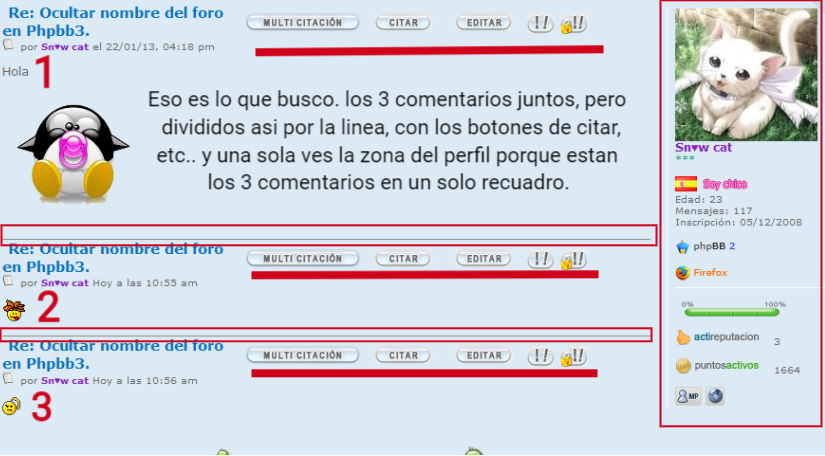 Como hago para fusionar los dobles posteos en un único mensaje? El código que ofrecen acá no me funciona. Scrnli11