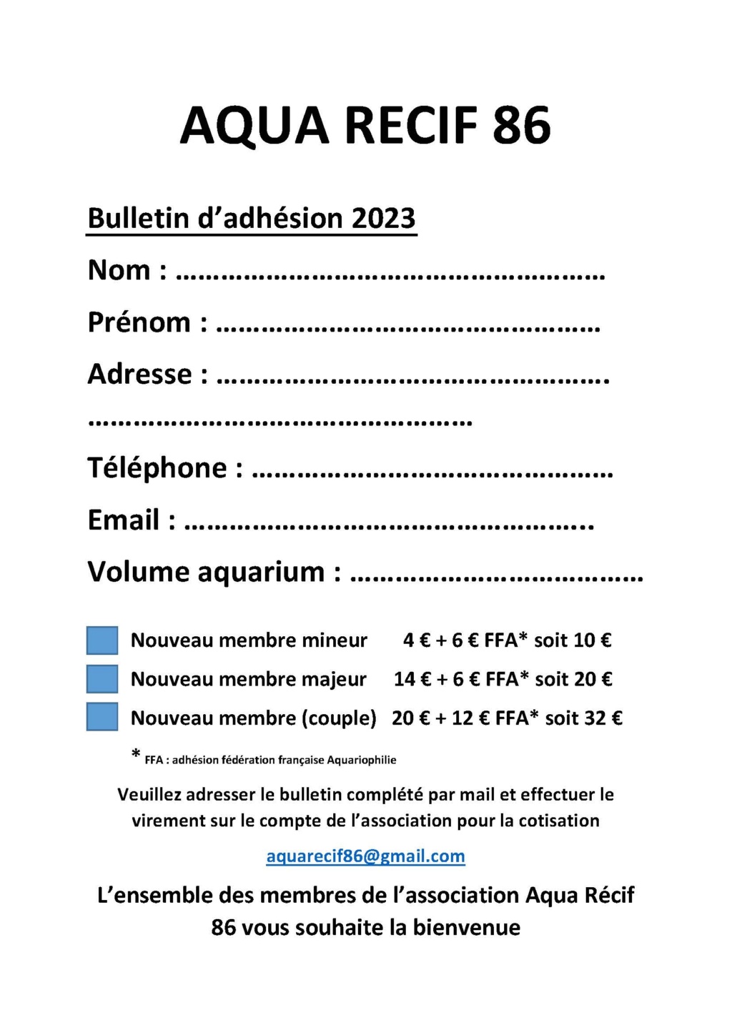 Bulletin d' Adhésion 2023 AQUARECIF86 Adhesi10