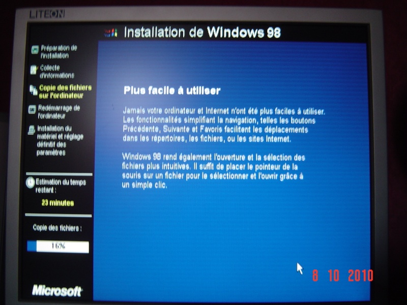 A y est, j'ai réinstallé Windows 98 SE Dsc00437