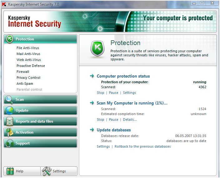 Kaspersky Anti-Virus & Internet Security 7.0.0.125 62t36f10