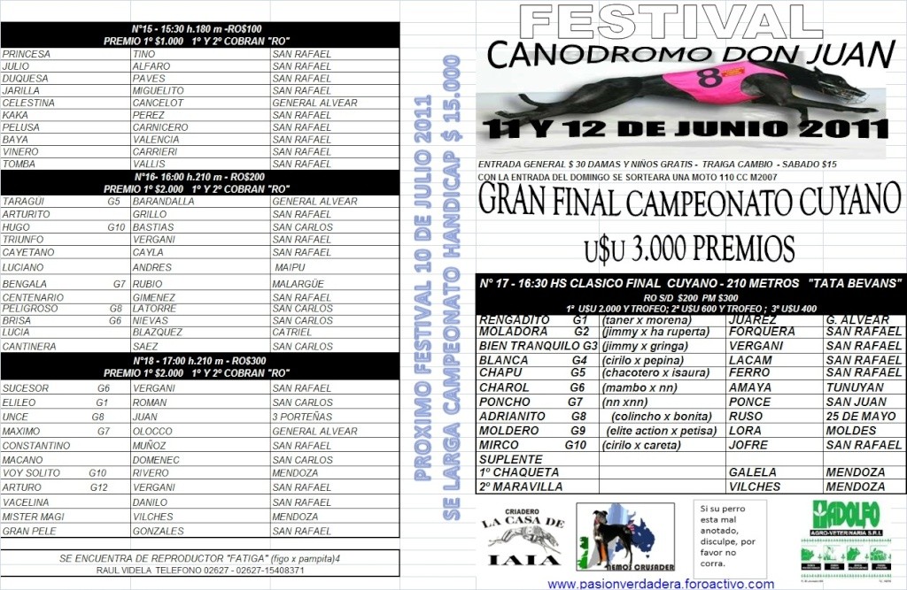 11 y 12 de JUNIO GRAN FINAL  CAMPEONATO CUYANO U$U 3000 PREMIOS Tapa13