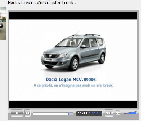 Publicité télévisée de Dacia. 890010