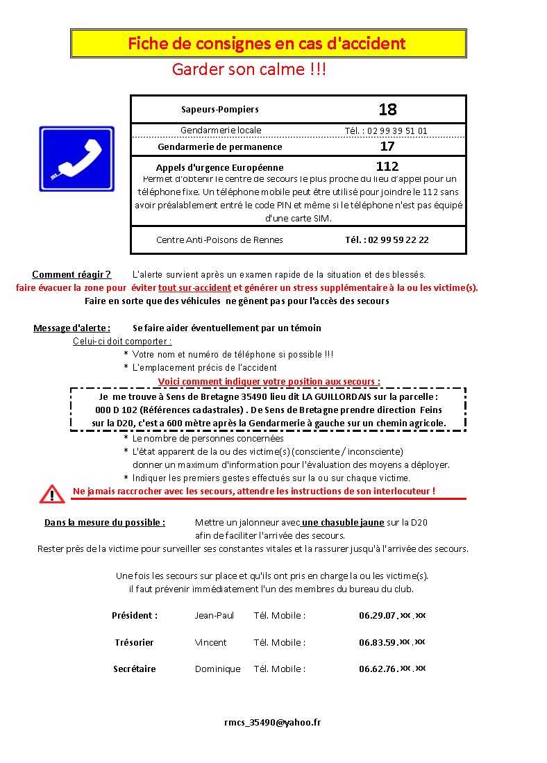 Fiche de consignes en cas d'accident  Consig10