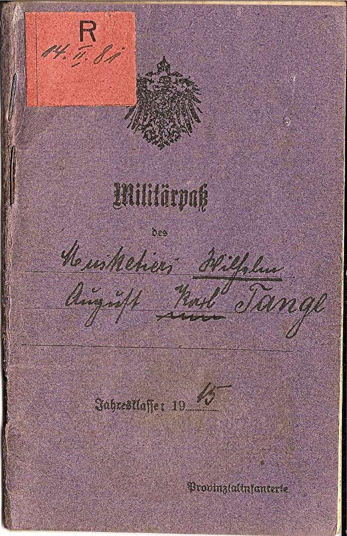 **Militarpass  "W.Tange"** Wilhel10