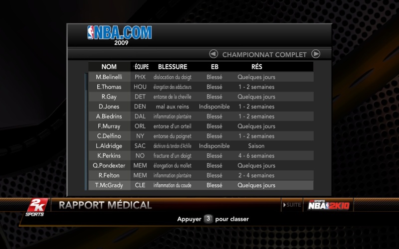 Blessures joueurs Nba2k135