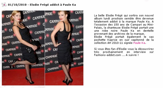 Fashions-addict : Elodie Frégé addict à Paule Ka (01/10/10) Krikri21