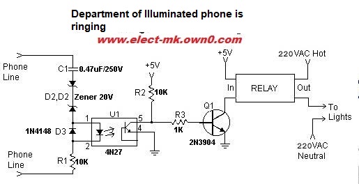 Ring to light telephone circuit Ringli11