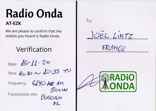 QSL de radio onda Qslond10