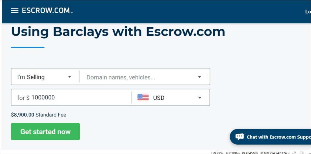 Using Barclays with Escrow.com 45412110