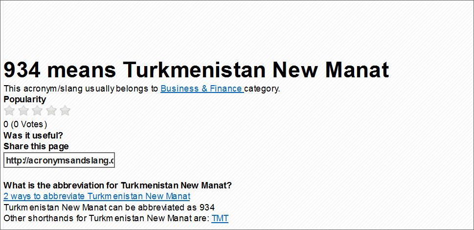 934  Turkmenistan manat   46524110