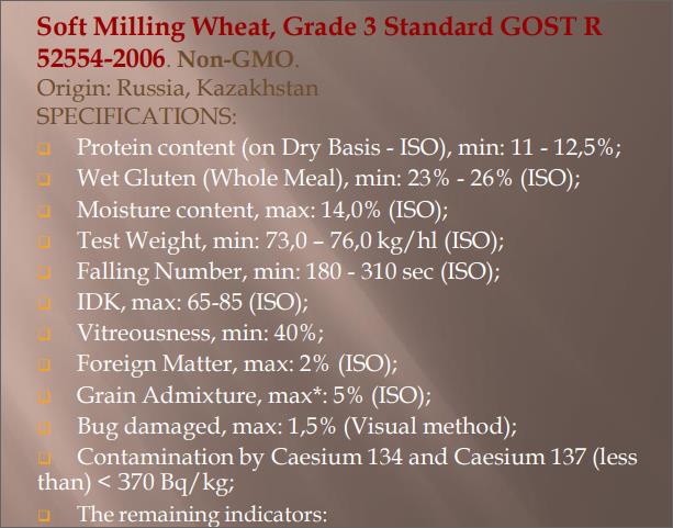 Offer Uzbekistan .Kazak  Wheat   , Barley , wheat flour  Hard wheats  55222510