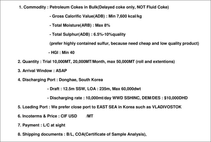 Buyer Petroleu COKE A02210