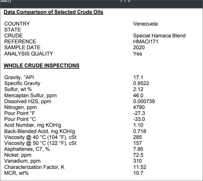Offer Crude oil Mesa 30 CRUDO MEREY 16 HAMACA 17 Hmaci110