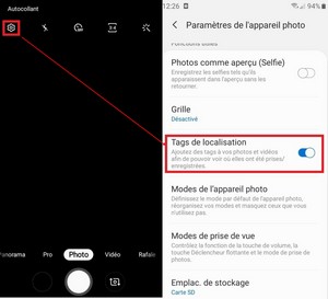 Activez la géolocalisation sur vos photos Android Active10