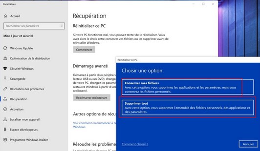 Réinitialisez Windows 10 Rzoini11
