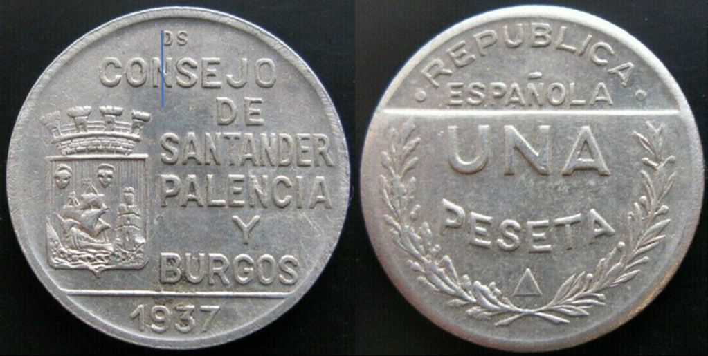 1 Peseta 1937. Consejo Santander Palencia y Burgos. VARIANTES ANVERSO 317