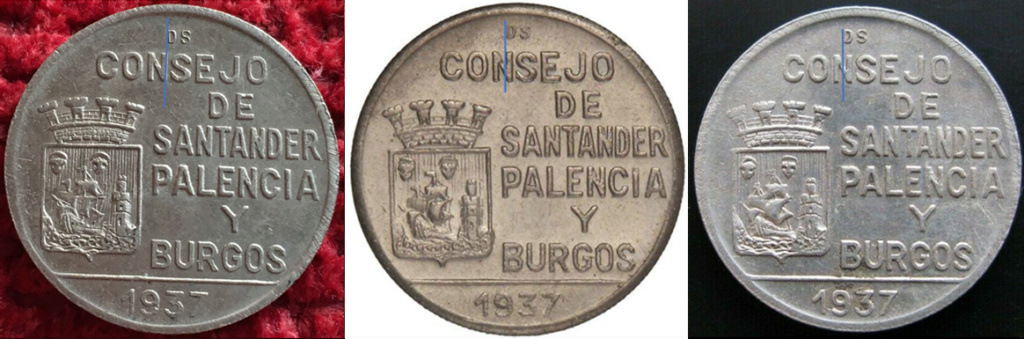1 Peseta 1937. Consejo Santander Palencia y Burgos. VARIANTES ANVERSO 414