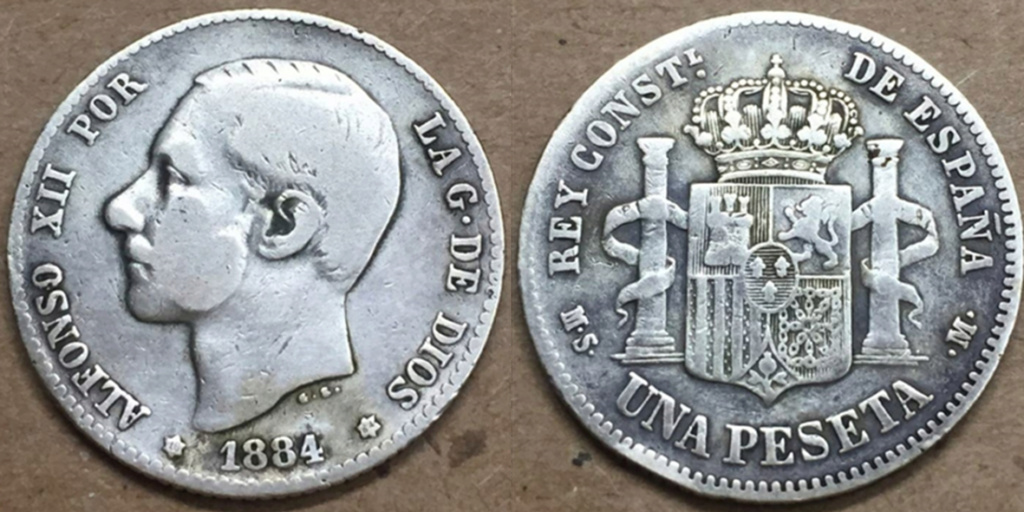 1 peseta 1884 MBC+ A13