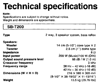 Conectar parlantes SB-T200 a amplificador SU-V98 240