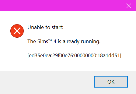 the sims 4 crack no origin runnign error