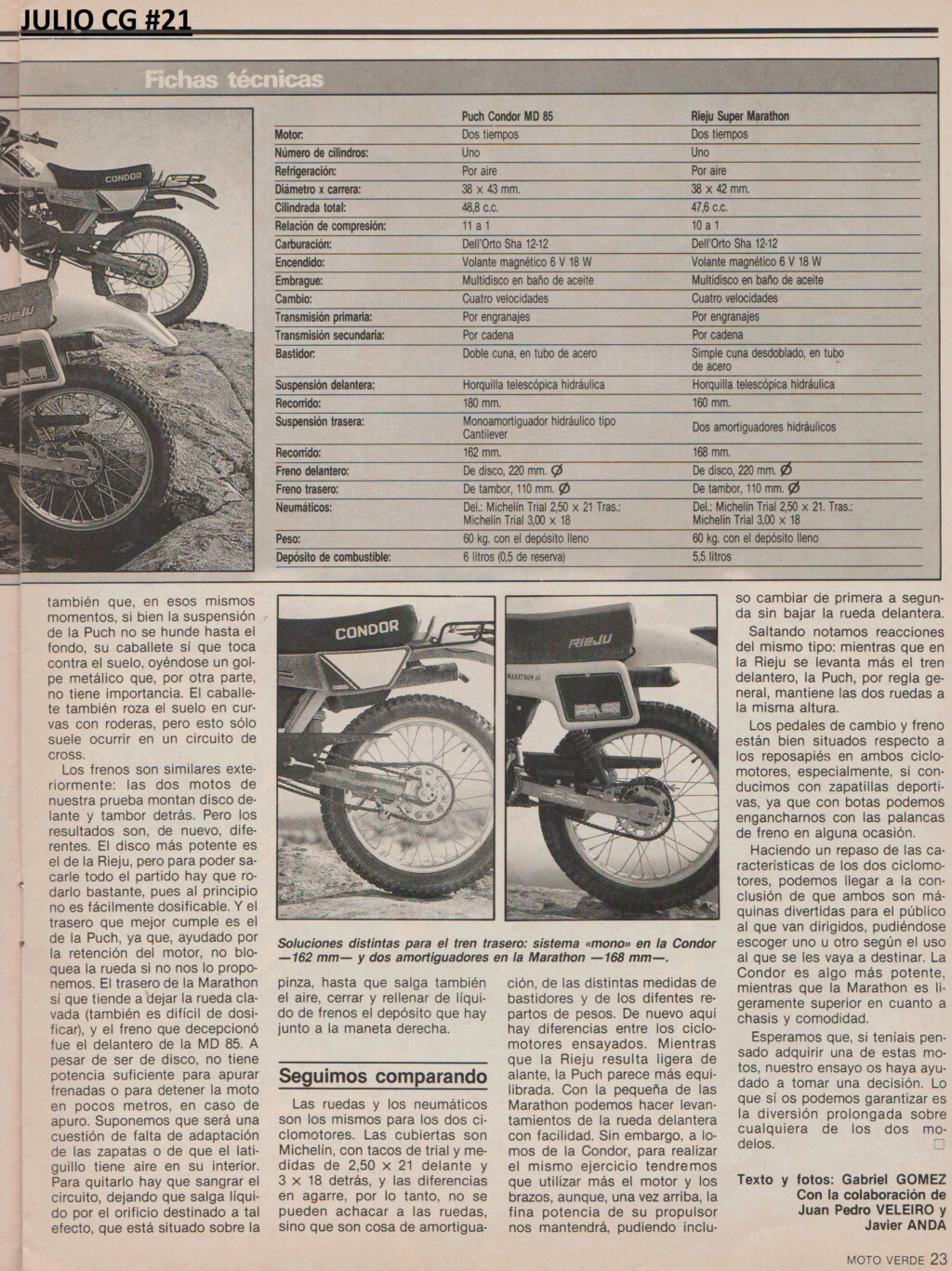 Comparativa Puch Condor / Super Marathon, 1986 Escze270