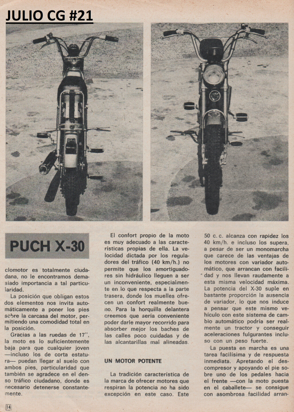 PUCH X30  Motociclismo  segunda quincena julio 1975 Escze336