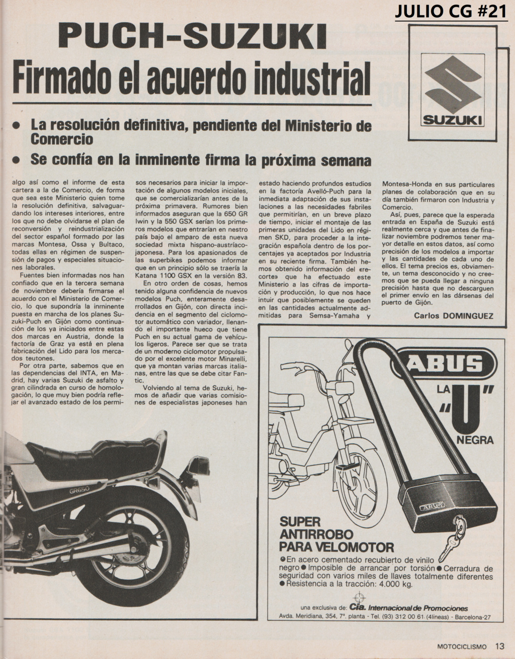 puch h3  -registronex - ACUERDO Puch  /  Suzuki    1983 Escze553